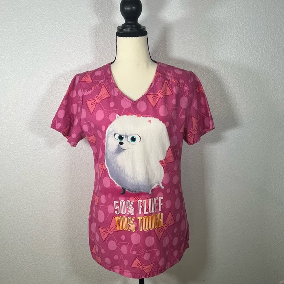 Cherokee Tops - Women's V-Neck Pets Print Scrub Top